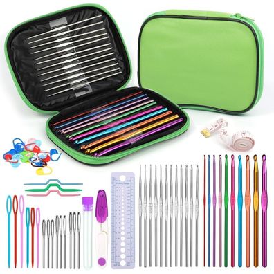 60-teiliges Häkelnadel-Set mit Aufbewahrungsbox, ergonomisches Häkelset für