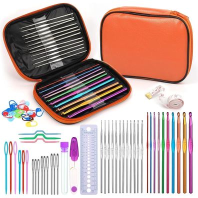 60-teiliges Häkelnadel-Set mit Aufbewahrungsbox für Anfänger & arthritische