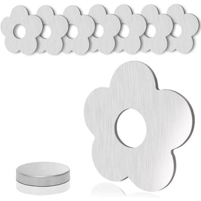 8er Set Magnetische Tischdeckenbeschwerer Blume Edelstahl Grau