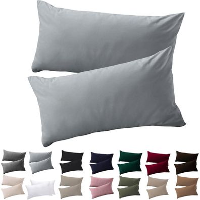 Soifox Kissenbezug 40x80 2er Set Anthrazit Mikrofaser Reißverschluss