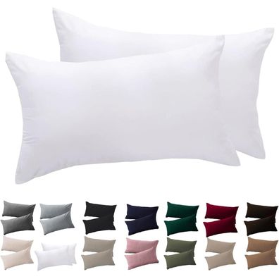 Kissenbezug 40x80 2er Set Mikrofaser Weiß bügelfrei knitterfrei