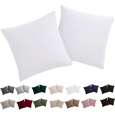 Kissenbezug Set 50x50 Weiß Mikrofaser Reißverschluss bügelfrei & knitterfrei