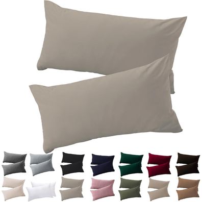Kissenbezug 40x80 2er Set Mikrofaser Natur Reißverschluss Bügelfrei