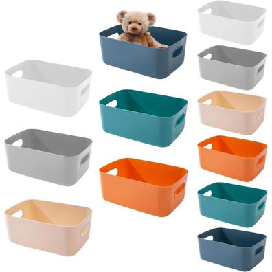 12er Set Aufbewahrungsbox Kunststoff 6 Farben 2 Größen Regale Schrank Organizer