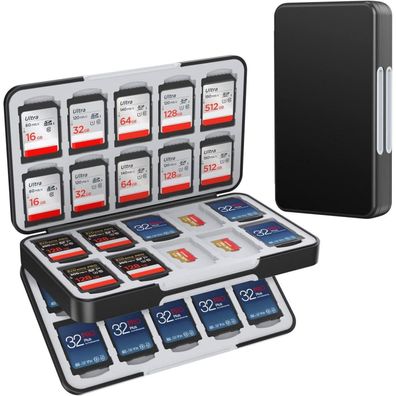 Heiying SD Micro Speicherkarten Etui Aufbewahrung 40 SD 40 Micro-SD Slots Black