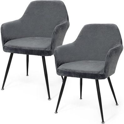 Stretch Stuhlbezug Stuhlhussen 2er Set grau Abnehmbar Esszimmerdekoration