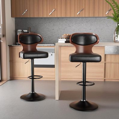 Barhocker 2er Set Barstuhl Tresenhocker Bistrohocker 360° Drehstuhl Schwarz