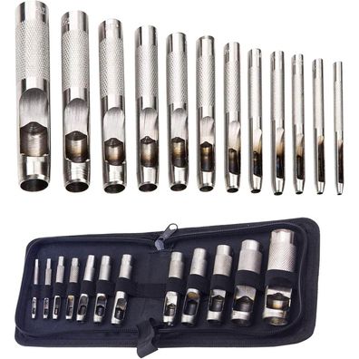 12er Locheisen Locheisensatz Punch Werkzeug für Leder Uhrenarmbänder Gürtel