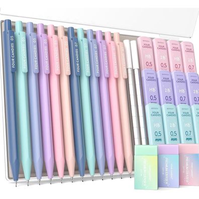 Druckbleistift-Set 0,5 & 0,7mm Minen Etui Radierer 29er Pack