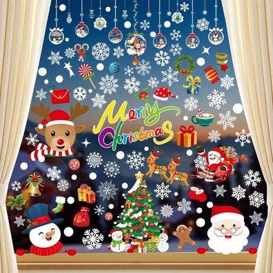 Weihnachten Fensterbilder Schneeflocken Aufkleber 8 Blätter DIY Dekoration