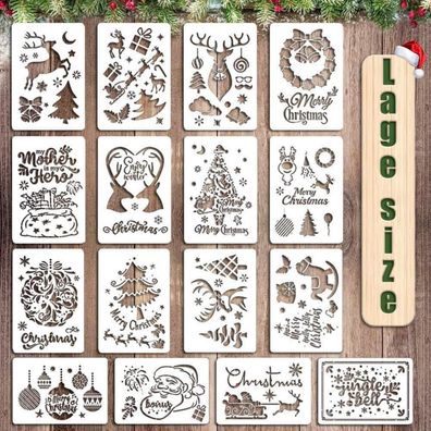 Schablonen Weihnachten 16 Stück Malschablonen Kunststoff weiß Kinder DIY