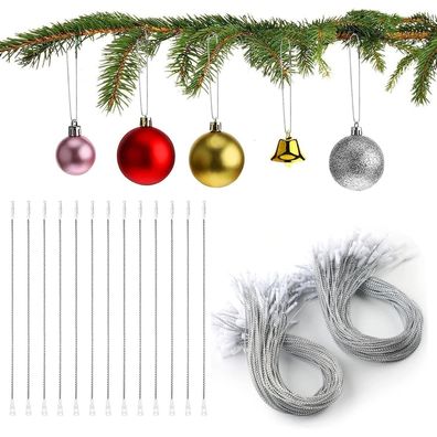 Surflyee 200x Weihnachtsbaumschmuck Haken Kugelanhänger Christbaumkugel Silber