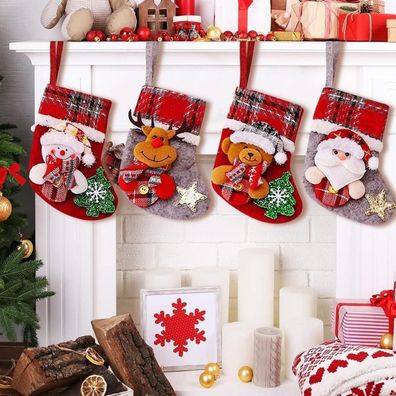 Nikolausstrumpf Kinder 4er Set Weihnachtsstrumpf Kamin Personalisiert