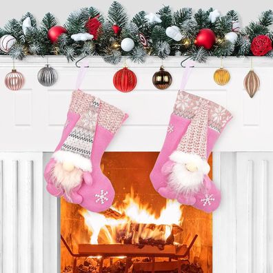 Nikolausstrumpf Kinder Set Befüllen Weihnachtssocken Flannel Rosa