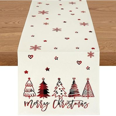 YCOLL Weihnachtstischläufer Winter Rot Wasserabweisend Modern 40x140