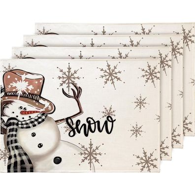 Weihnachten Platzsets 4er Set Tischsets Abwaschbar Platzdeckchen 30x45cm