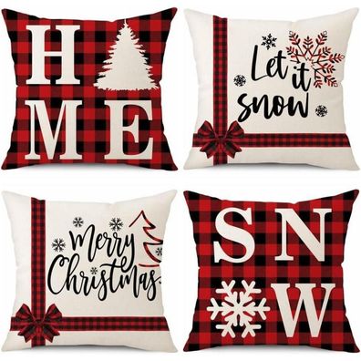 Sungeek Weihnachten Kissenbezüge Deko Leinen Sofa Couch Wohnzimmer 45x45 cm