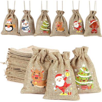 12 Weihnachten Jutesäcke Kordelzug hessische Geschenktüten Weihnachten Favors