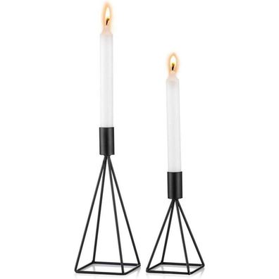 Sziqiqi 2er Set Metall Kerzenständer Vintage Schwarz für Hochzeit Wohnzimmer
