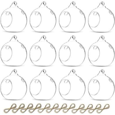 12 Stück Haus Hängende Glasball Kerzenständer Hochzeit Deko 8cmTransparent