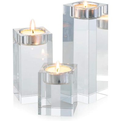 Hochwertige Kristall Glas Kerzenständer Set für Romantisches Abendessen