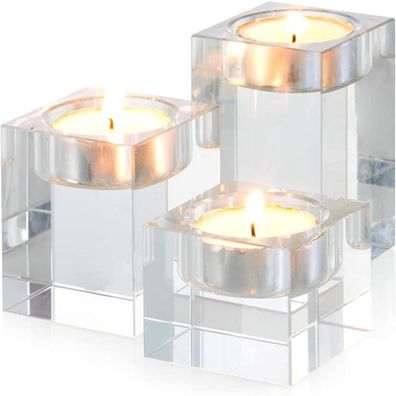 Teelichthalter Kristallglas Set Kerzenhalter Zuhause Esstisch Bar Transparent