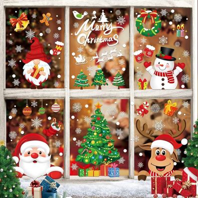245 Weihnachten Fenstersticker PVC Aufkleber Glasfenster Dekoration 9 Blatt