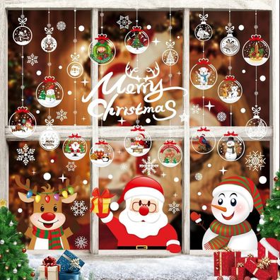 256 Stück Weihnachten Fenstersticker PVC Aufkleber Glasfenster 20x30cm