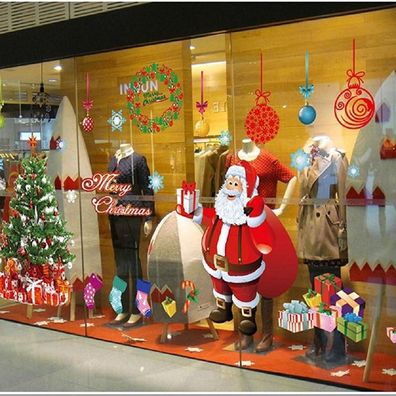 Yuloong Weihnachtsfenster Statische Aufkleber Vinyl Weihnachtsmann Baum