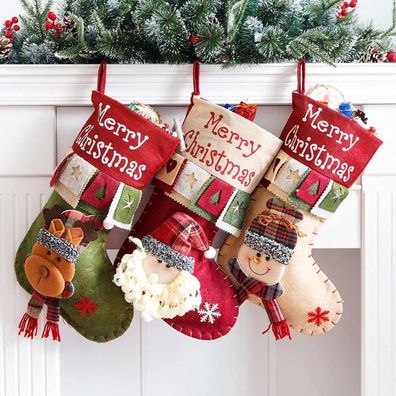 Yuloong Weihnachtsstrümpfe Set Weihnachtsdekoration Hirsch Schneemann Urlaub
