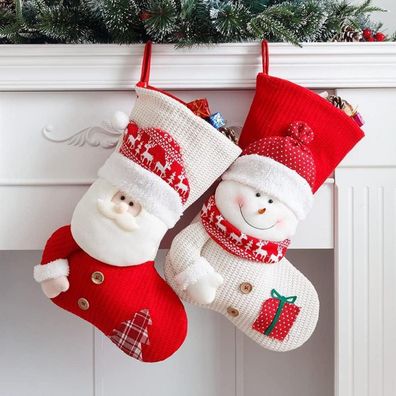 Yuloong Weihnachtsstrümpfe Set Weihnachtsmann Schneemann Hirsch Dekoration A