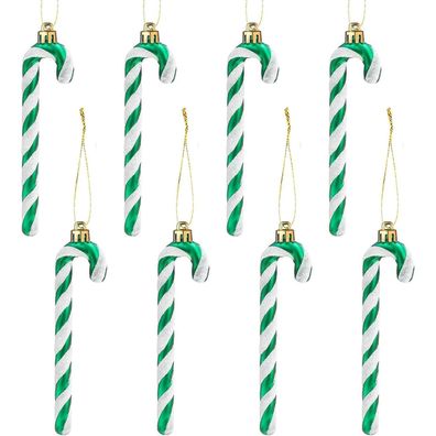 14CM Glitzer Weihnachtsbaum Deko Zuckerstangen Anhänger 8 Stück Grün