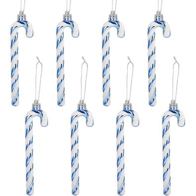 Weihnachtsbaum Deko 14CM Blau Glitzer Zuckerstangen Anhänger 8 Stück