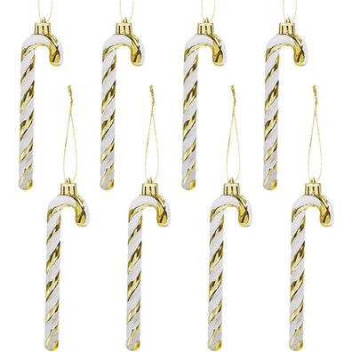 Glitzer Zuckerstangen Weihnachtsbaum Anhänger Gold 8 Stück Christbaumschmuck