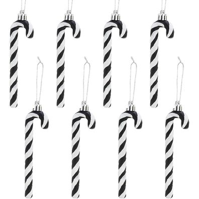 14CM Glitzer Zuckerstangen Weihnachtsbaum Deko 8 Stück Schwarz
