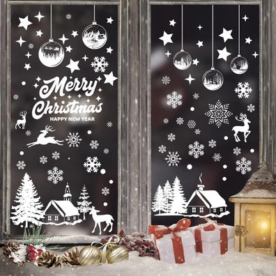 Fensterbilder Weihnachten Schneeflocken Winter Deko 9 Blätter Selbstklebend