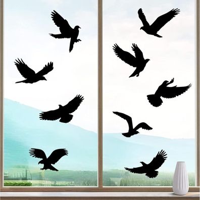 HOOWA Vogelschutz Fensteraufkleber 9 Stück Große 27-31cm Schwarz PVC