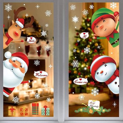 MSQ 4 Blätter Weihnachtsdeko Aufkleber Fenstersticker PVC Fenstertattoo Set