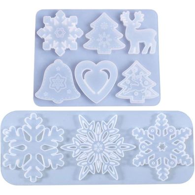 Weihnachten Thema Silikonform Schneeflocke Weihnachtsbaum Glocken 2er Set
