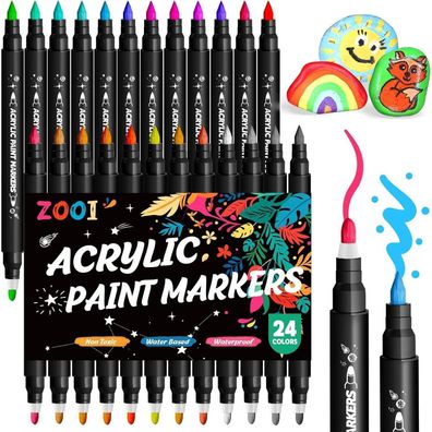 24 Farben Acrylstifte Steine Wasserfest Holz Mädchen Geschenke 5-12 Jahre