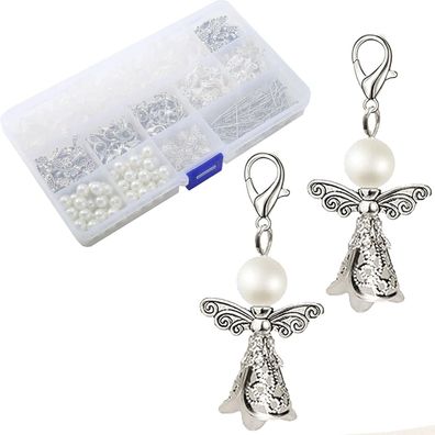 DIY Schutzengel Schlüsselanhänger Set 50 Stück Engel Charme Perlen für Hochzeit