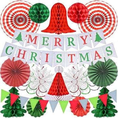 Weihnachtsdeko Set Merry Christmas Banner Girlande Papier Faltung Weihnachtsbaum