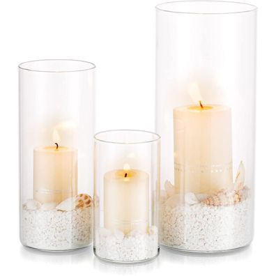 Kerzenhalter Glas Set Modern Windlicht Stumpenkerzen Teelicht Vasen Hochzeit