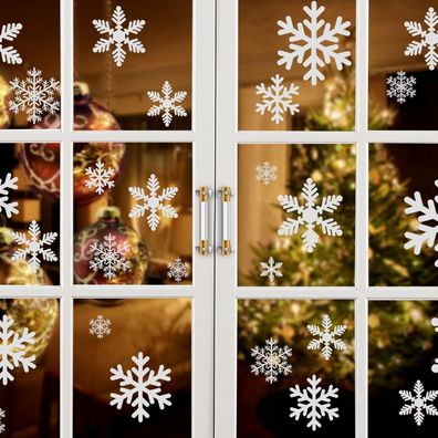 96 Schneeflocken Aufkleber Fensterbild PVC Winter Dekoration