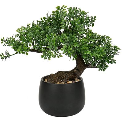 Kunstpflanze Bonsai Baum 25 cm Schwarz Keramiktopf Aesthetic Japan Deko