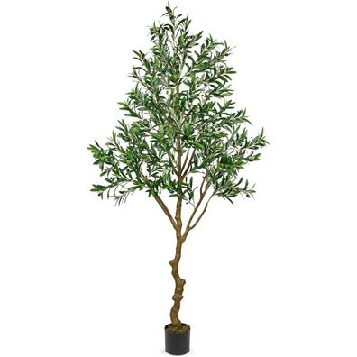 Künstlicher Olivenbaum 210cm groß Topf Deko Kunstbaum Fake Pflanze Home