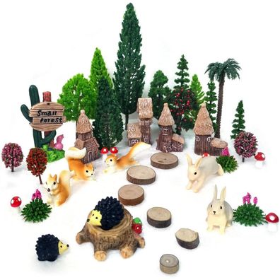 Modellbau Bäume 42 Stück 4-16 cm Figuren Waldtiere Deko Miniatur Garte