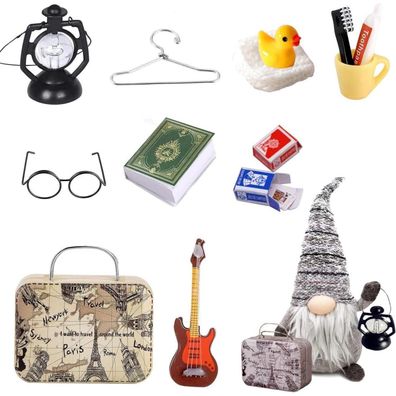 12Pcs Miniatur Wichtel Zubehör Weihnachten Puppenhaus DIY Reise Set
