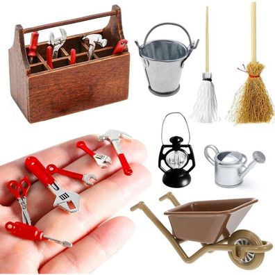 NETUME Wichtel Zubehör Miniatur Set, 13 Stück Weihnachten Holz Werkzeugkasten