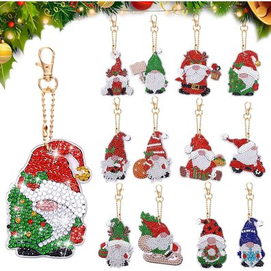 DIY Weihnachtsmann Diamond Painting Anhänger Set 12-teilig